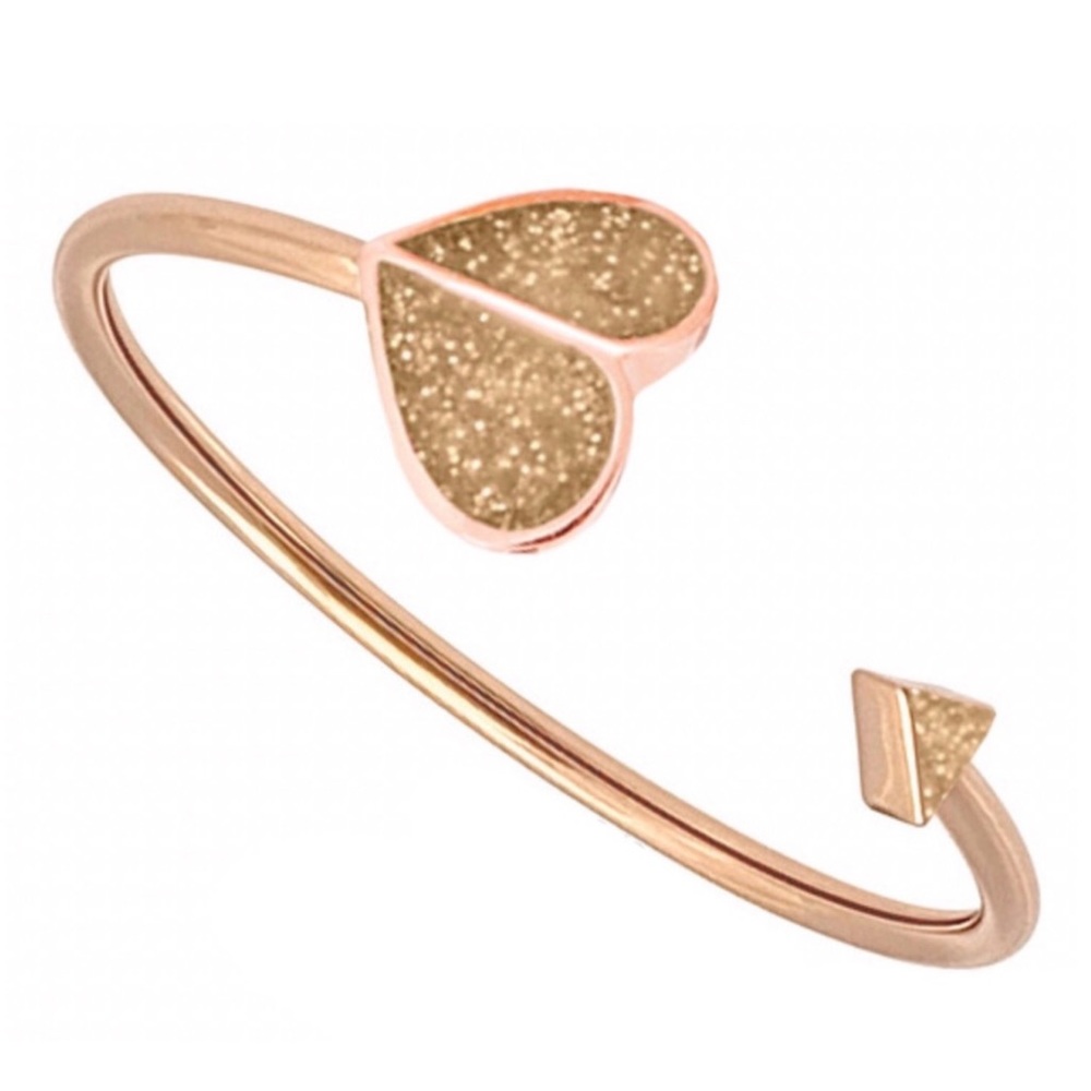 KATE SPADE • Rose Gold Heritage Heart Gold Glitter Flex Cuff Bracelet